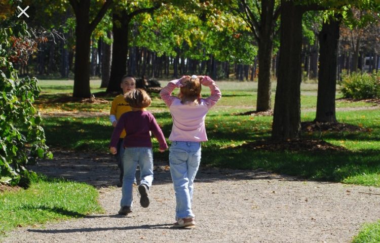 children walking in park